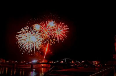 Firework display at night