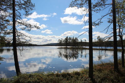 Scenic view of lake against sky