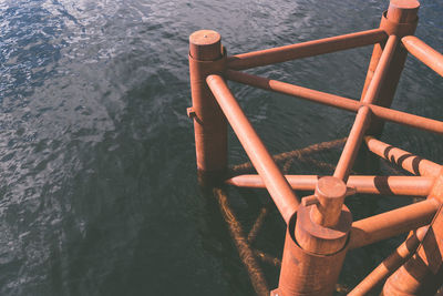 High angle view of boat in river