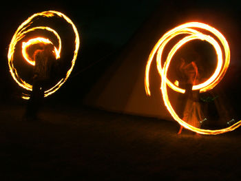 Illuminated lights at night