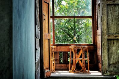 Exterior of house seen through window