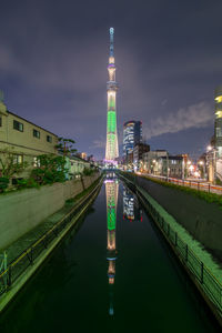 Illuminated city at night