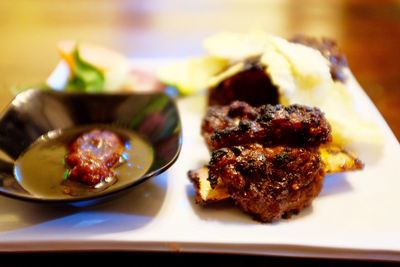 Close-up of food in plate