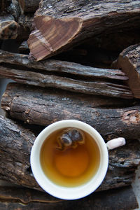 High angle view of tea on table