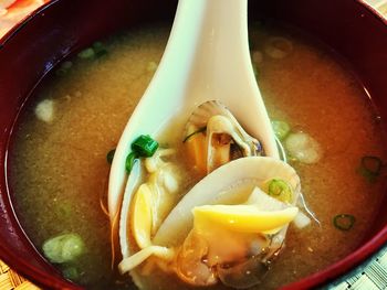 Close-up of soup in bowl