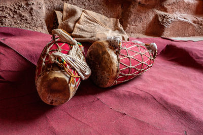 Close-up of drum on carpet