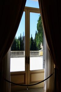 Buildings seen through window