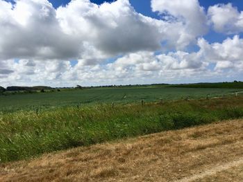 Scenic view of field against sky