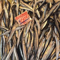 Full frame shot of fish for sale at market stall