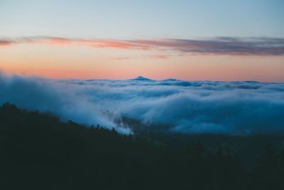 Scenic view of dramatic sky during sunset