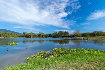 Scenic view of lake against sky