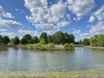 Scenic view of lake against sky