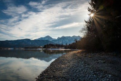 Scenic view of lake against sky