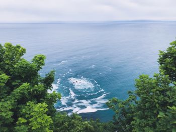 High angle view of sea against sky