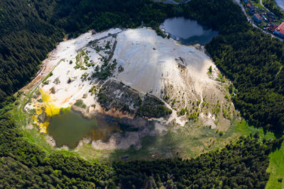 High angle view of volcanic mountain