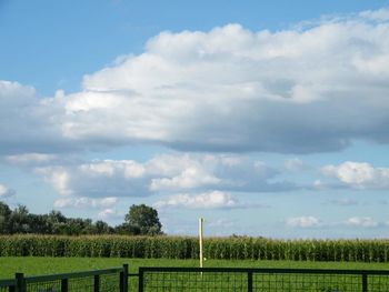 Scenic view of landscape against cloudy sky