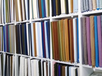 Full frame shot of books in shelf