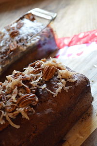 Close-up of bread in plate on table