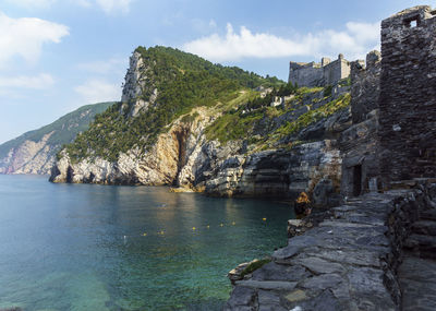 Scenic view of sea against cloudy sky