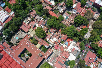 High angle view of buildings in city