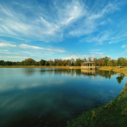 Scenic view of lake against sky