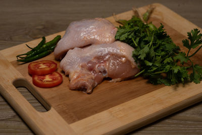 High angle view of food on table