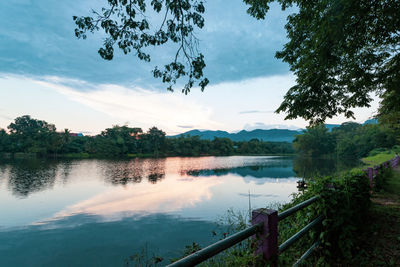 Scenic view of lake against sky