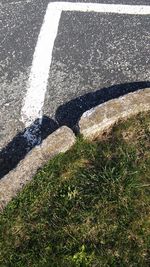 High angle view of shadow on road