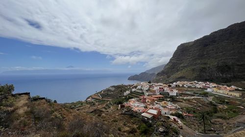 High angle view of townscape against sky