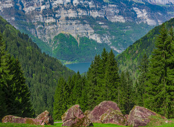 Scenic view of sea and mountains