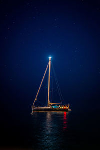 Scenic view of sea against sky at night