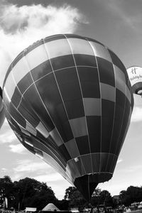 Low angle view of hot air balloon against sky