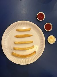 High angle view of dessert in plate on table