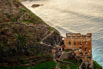 High angle view of old ruin building