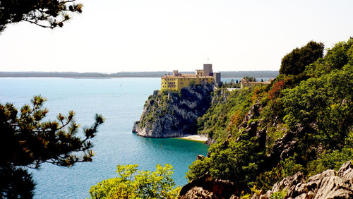 Scenic view of sea against clear sky