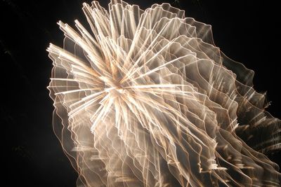 Low angle view of firework display against sky at night