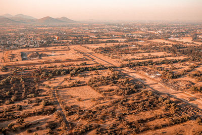 High angle view of cityscape against sky