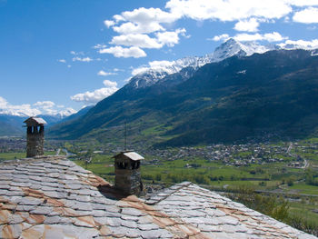 Scenic view of mountains against sky