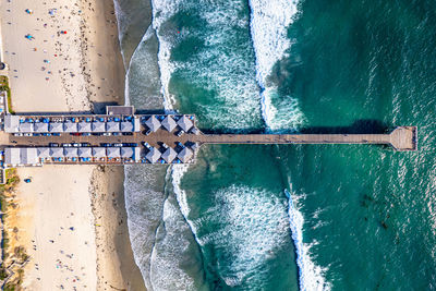 Beautiful high angle view of crystal pier at pacific beach in san diego. 
