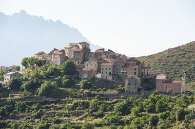 Residential buildings against clear sky