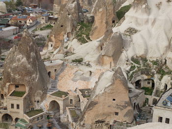 High angle view of buildings in town