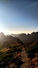 Scenic view of mountains against clear sky