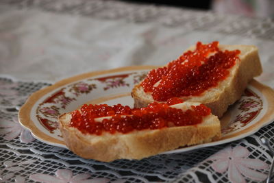 Close-up of dessert served in plate