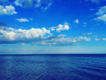 Scenic view of sea against cloudy sky