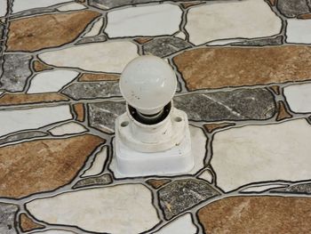 High angle view of tiled floor