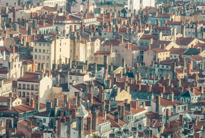 High angle view of buildings in city