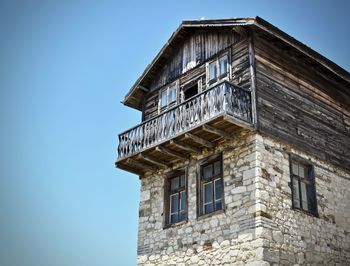 Low angle view of building against clear sky