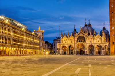 The famous piazza san marco in venice with the cathedral at dawn