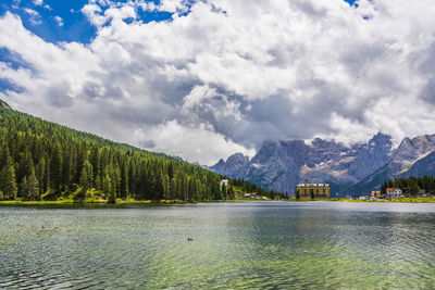 Scenic view of lake against sky