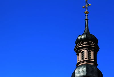 Low angle view of cathedral against clear blue sky